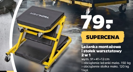 Leżanka montażowa i stołek warsztatowy 2w1 Techliner promocja w Netto