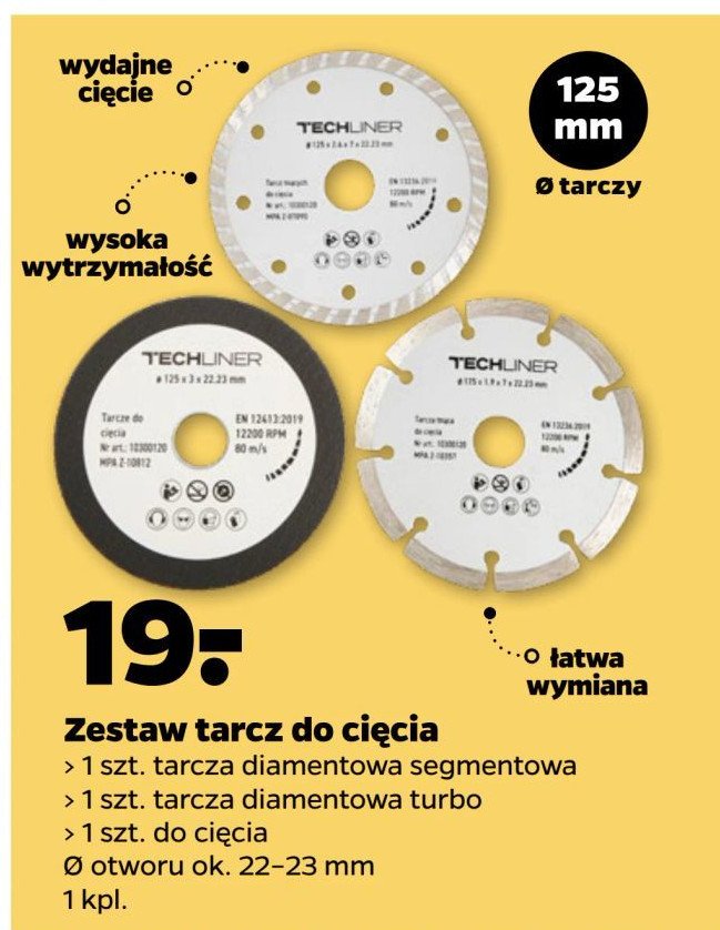 Tarcza do cięcia 22-23 mm Techliner promocja