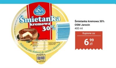 Śmietanka kremowa 30% OSM Jarocin promocja w Dino