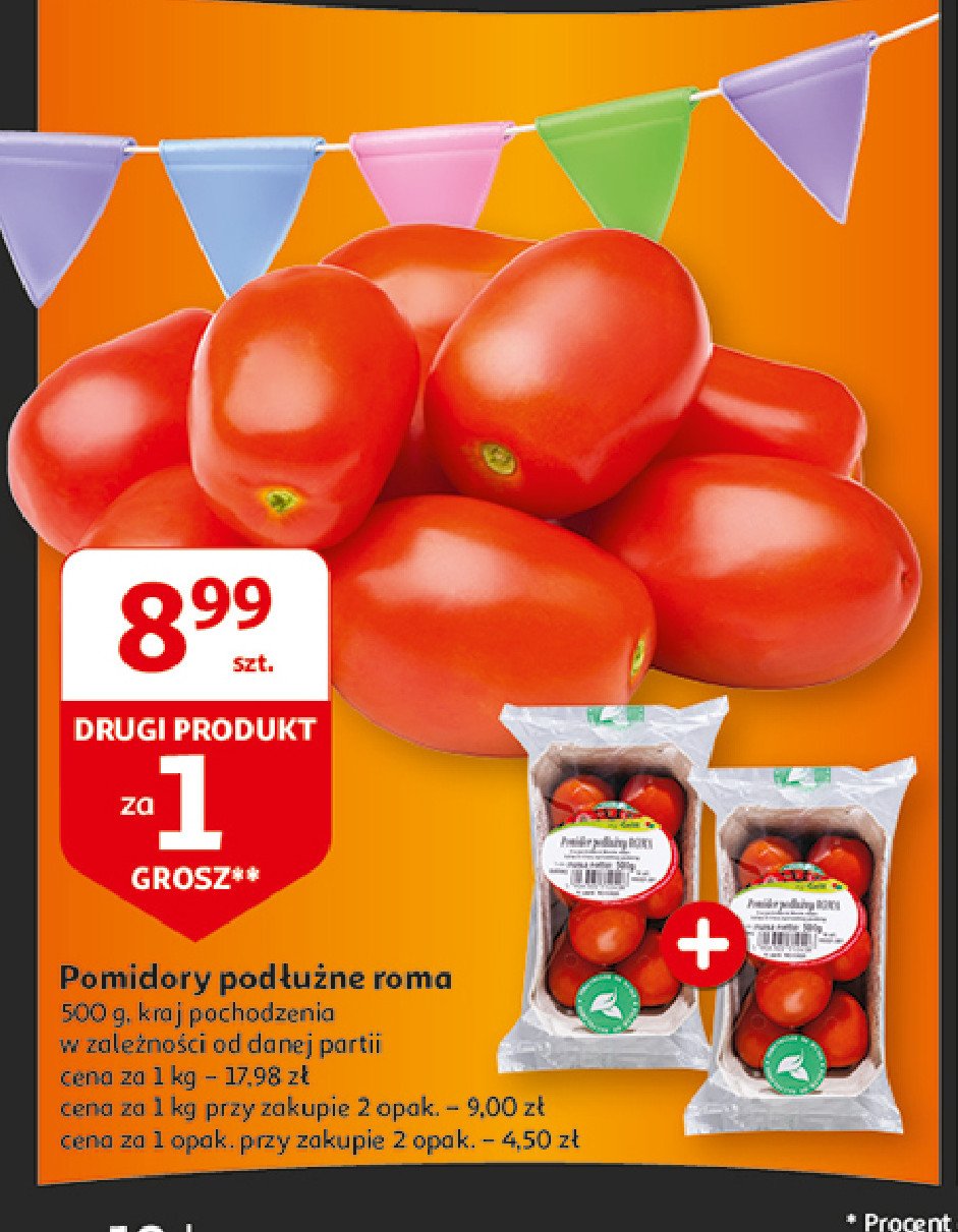 Pomidory podłużne roma promocja w Auchan