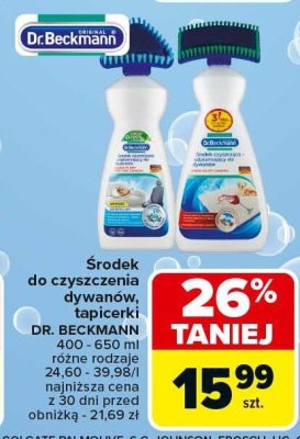 Środek do czyszczenia dywanów, tapicerek DR. BECKMANN 400 ml różne rodzaje promocja w Carrefour Market