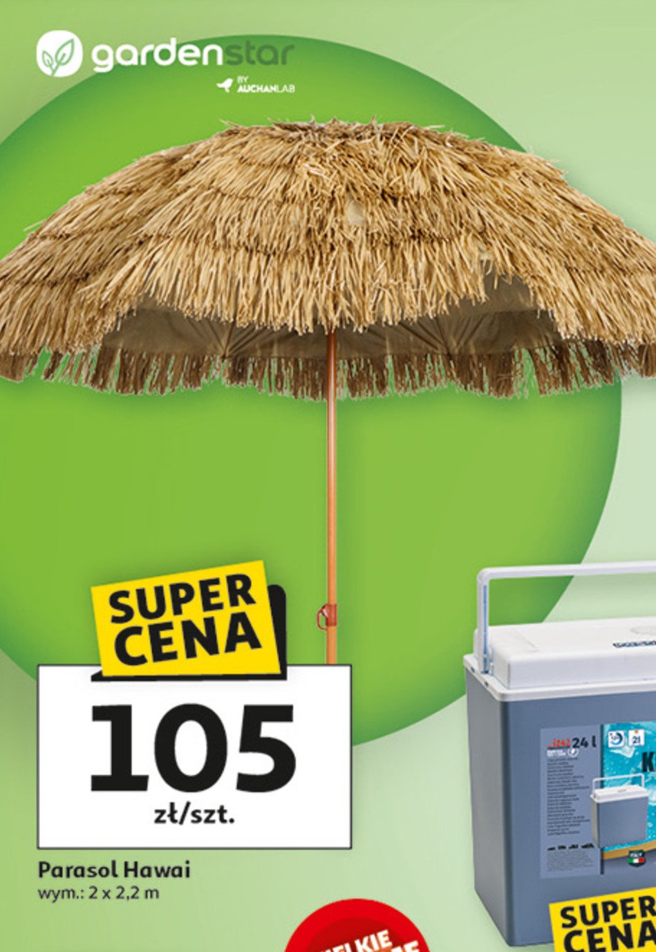 Parasol hawai 2.2 m Garden star promocja w Auchan