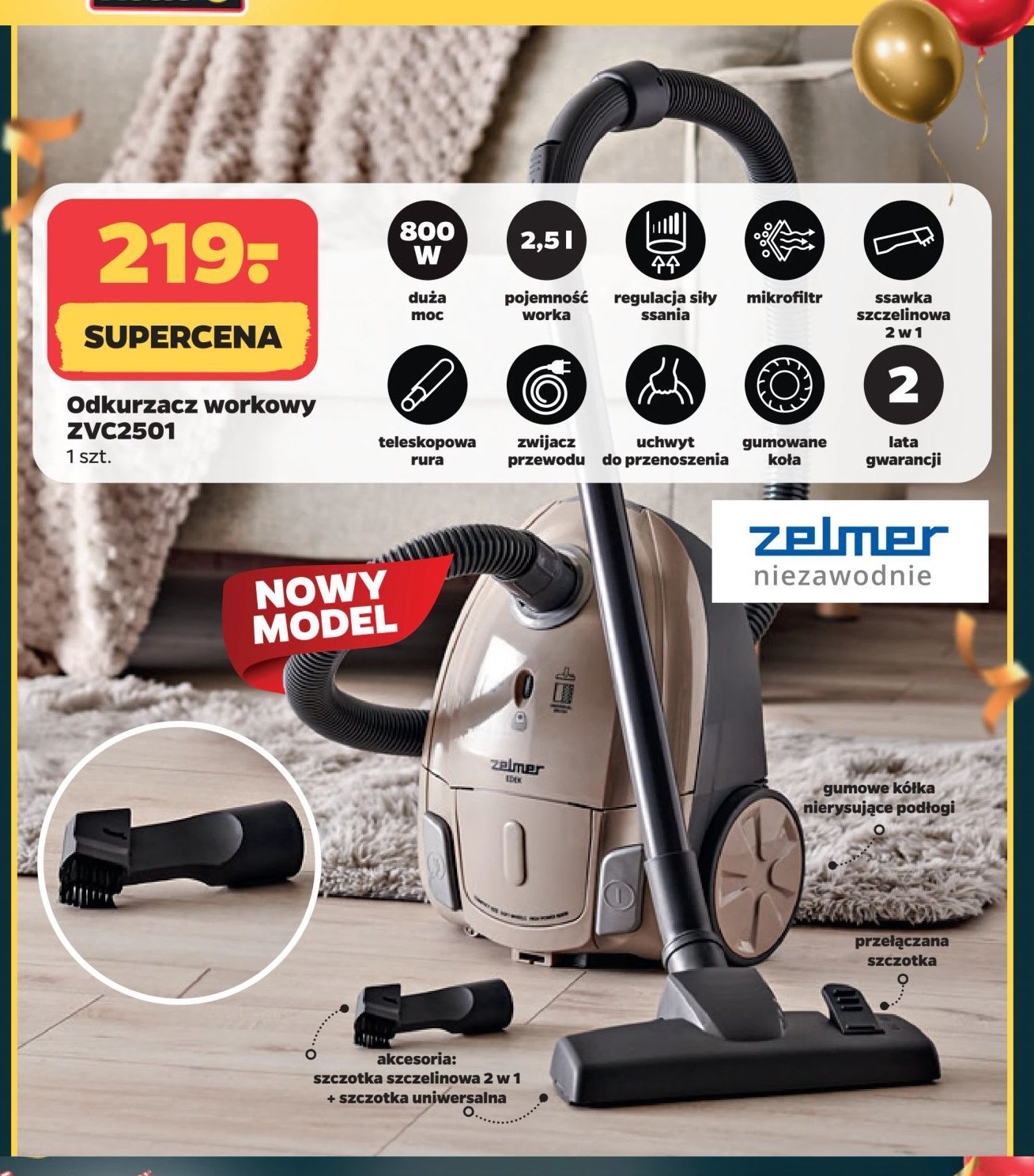 Odkurzacz zvc2501 Zelmer promocja w Netto