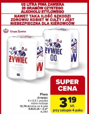 Piwo Żywiec 4x0,5l puszka różne rodzaje promocja w Carrefour
