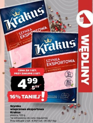 Szynka wieprzowa eksportowa Krakus plastry promocja w Netto