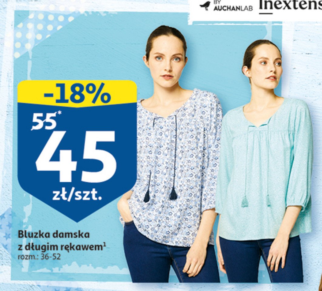 Bluzka damska z długim rękawem 36-52 Auchan inextenso promocja
