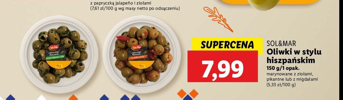 Oliwki zielone nadziewane migdałami Sol&mar promocja