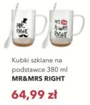 Kubki szklane na podstawce 380 ml MR&MRS RIGHT promocja w Nela