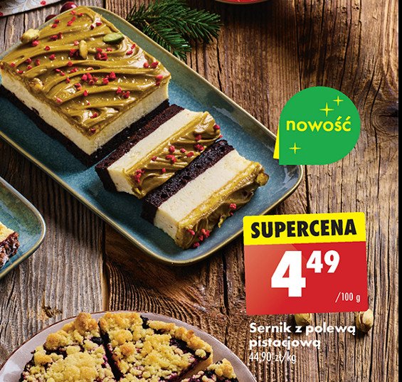 Sernik z polewą pistacjową promocja