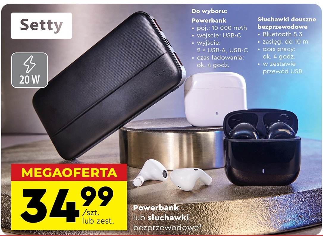 Power bank 10000 mah Setty promocja w Biedronka