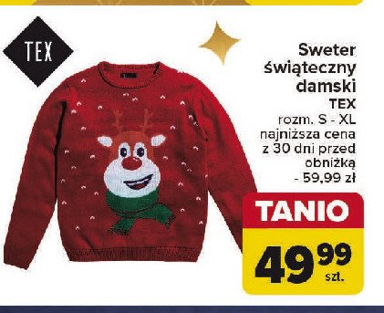 Sweter świąteczny s-xl Tex promocja w Carrefour