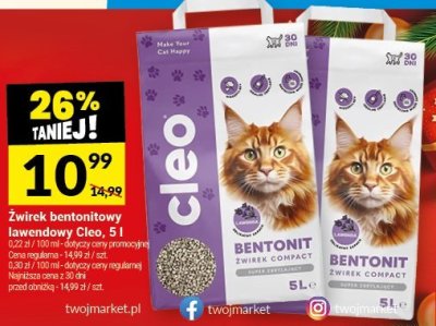 Żwirek bentonitowy łatwiający Cleo, 5 l promocja w Twój Market
