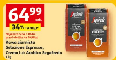 Kawa ziarnista Segafredo Selezione Espresso, Crema lub Arabica 1 kg promocja w Auchan