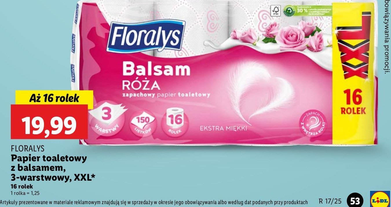 Papier toaletowy balsam r贸偶a Floralys promocja