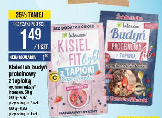 Kisiel fit z tapioki truskawkowy Intenson promocja