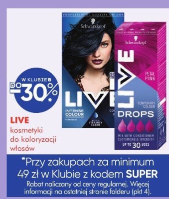 Farba do włosów LIVE Schwarzkopf kosmetyki do koloryzacji włosów promocja w Super-Pharm