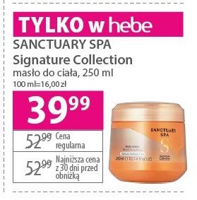Masło do ciała signature collection Sanctuary spa promocja
