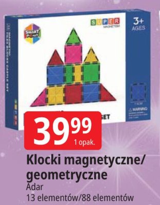 Klocki magnetyczne/geometryczne Adar 13 elementów/88 elementów promocja w Leclerc