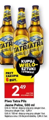 Piwo Tatra Pils Jasne Pełne, 500 ml promocja w Twój Market