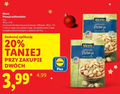 Pistacje kalifornijskie Alesto promocja w Lidl