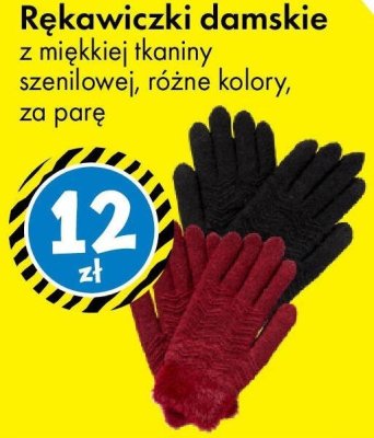 Rękawiczki damskie z miękkiej tkaniny szenilowej, różne kolory promocja w Tedi