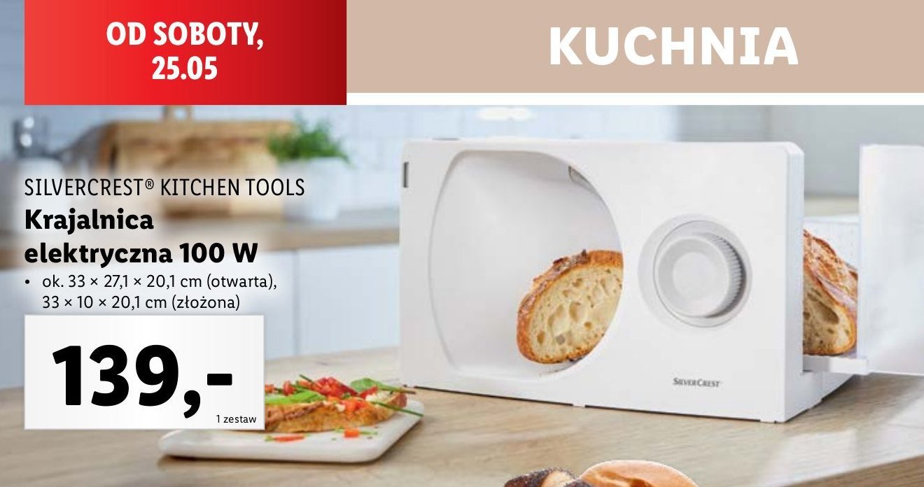 Krajalnica elektryczna 100 w Silvercrest promocja w Biedronka