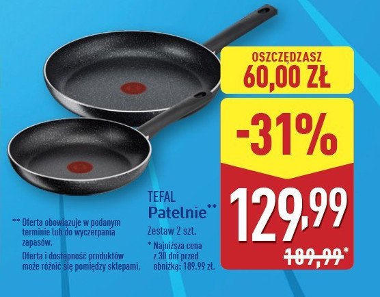 Zestaw 2 patelni Tefal promocja w Aldi