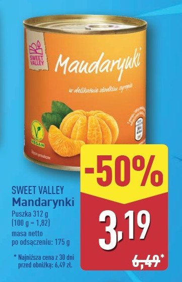 Mandarynki w delikatnym słodkim syropie Sweet valley promocja