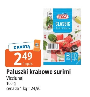 Paluszki krabowe surimi 100 g Vici promocja w Leclerc