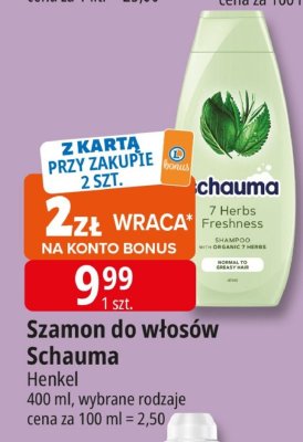 Szampon do włosów Schauma Henkel 400ml promocja w Leclerc