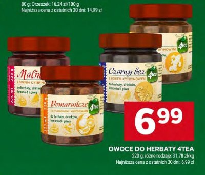 Owoce do herbatki 4tea malina, pomarańcza, czarny bez promocja w Stokrotka