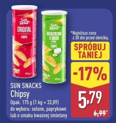 Chipsy o smaku kwaśnej śmietany promocja w Aldi