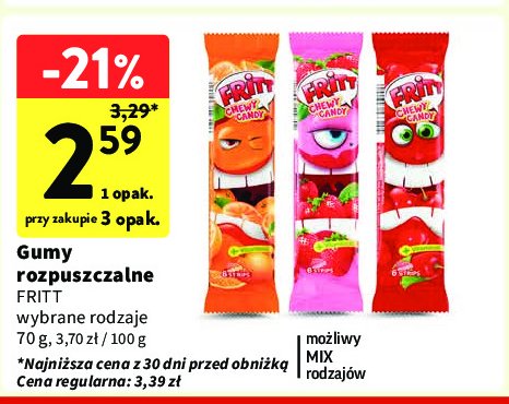 Cukierki rozpuszczalne pomarańczowe Fritt promocja