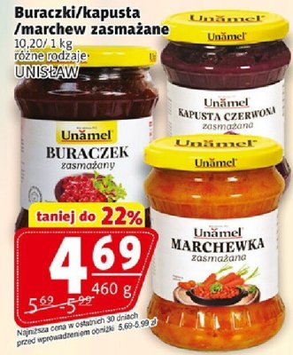 Buraczki/kapusta/marchewka zasмażane Unisław promocja w Prim Market