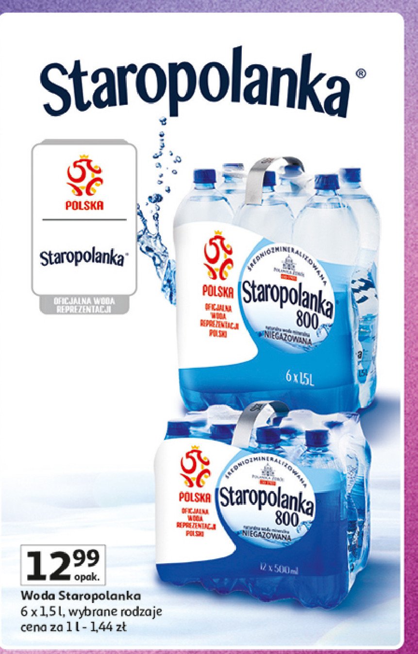 Woda niegazowana Staropolanka 800 promocja w Auchan