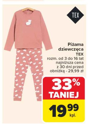 Piżama dziewczęca 3-16 lat Tex promocja w Carrefour