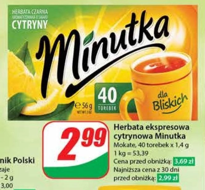 Herbata cytrynowa Minutka promocja