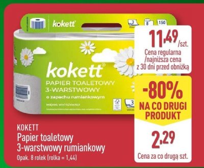 Papier toaletowy KOKETT 3-warstwowy rumiankowy promocja w Aldi