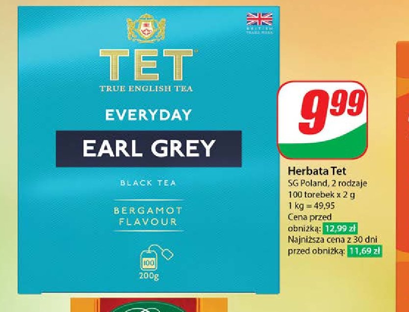 Herbata earl grey TETLEY EVERYDAY promocja