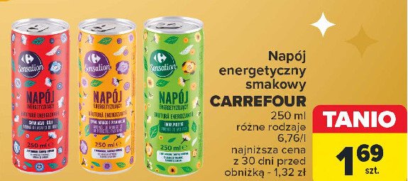 Napój energetyzujący acai i goji Carrefour sensation promocja w Carrefour Market