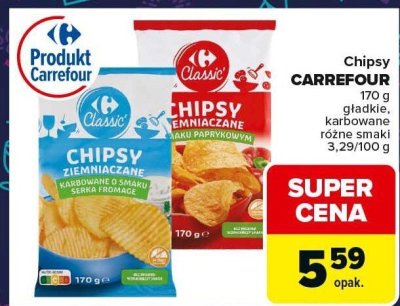 Chipsy Carrefour ziemniaczane karbowane z serbka fromage promocja w Carrefour Market