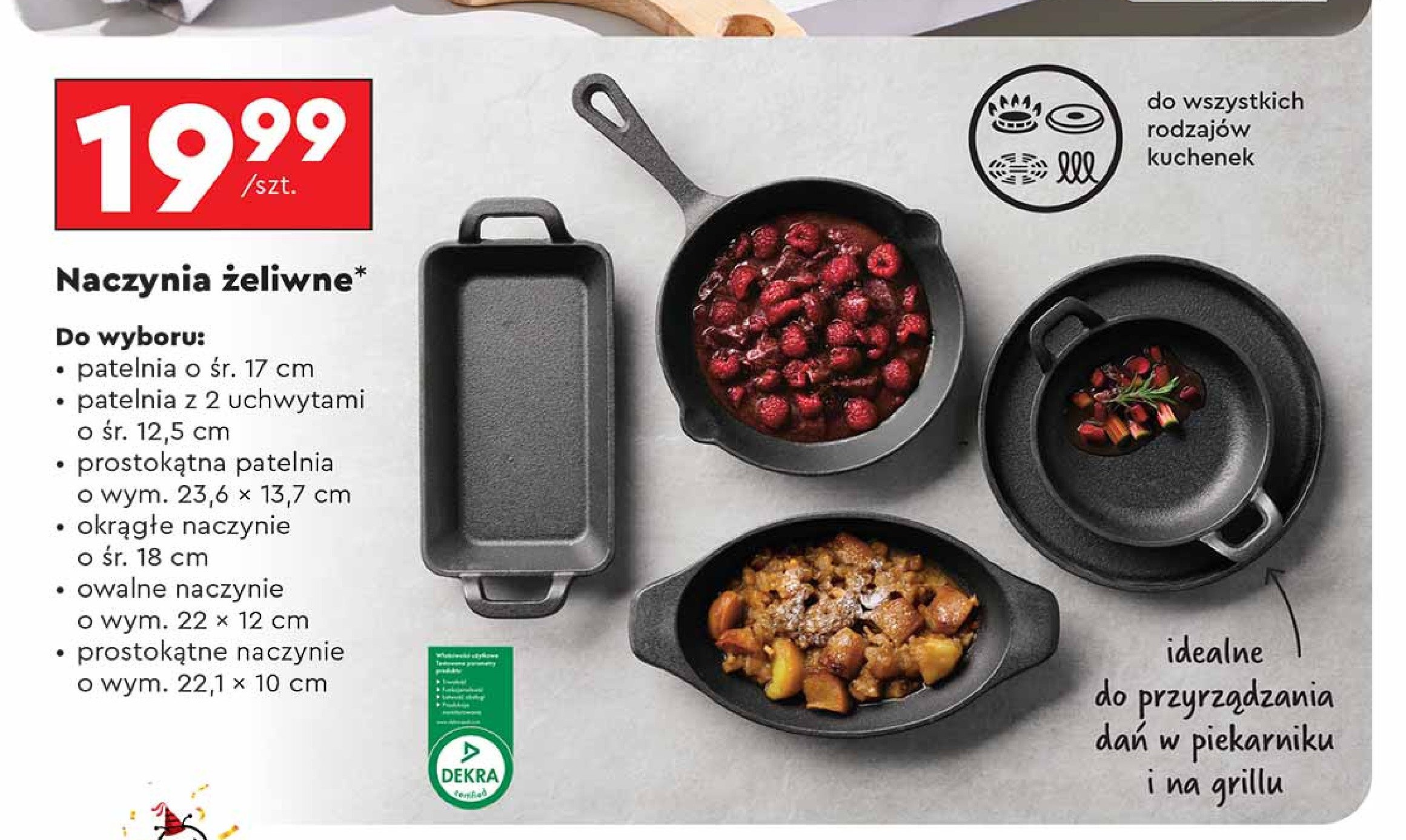 Patelnia żeliwna 17 cm Smukee promocja w Biedronka