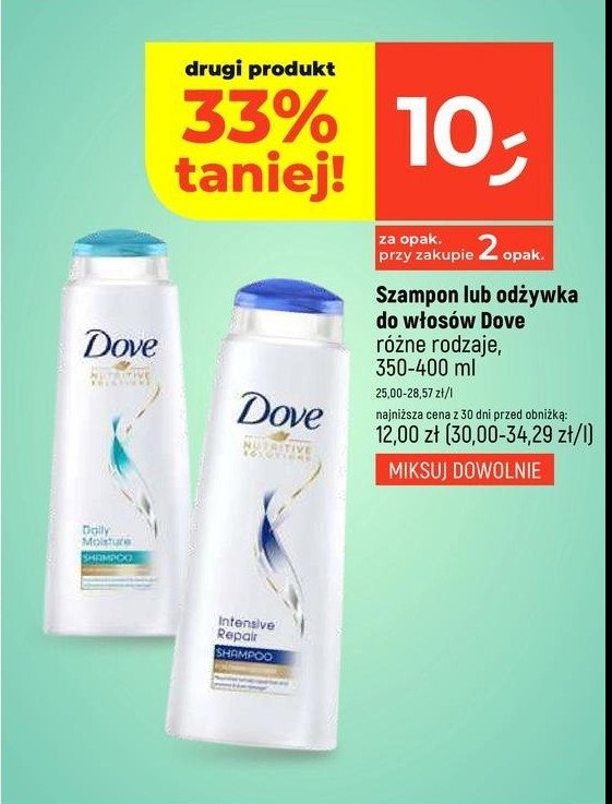 Szampon do włosów Dove daily moisture 2w1 promocja w Dealz