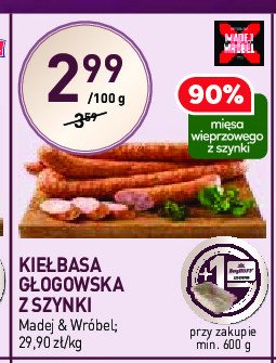 Kiełbasa głogowska z szynki Madej & wróbel promocja w Stokrotka