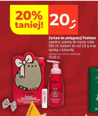 Zestaw do pielęgnacji Pusheen - pianka do mycia ciała 300 ml, balsam do ust 3,8 g oraz spinka z kokardą promocja w Dealz
