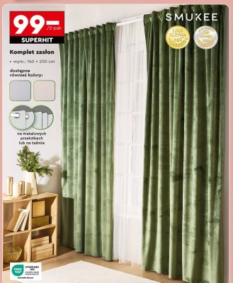 Komplet zasłon SMUKEE 140 x 250 cm promocja w Biedronka