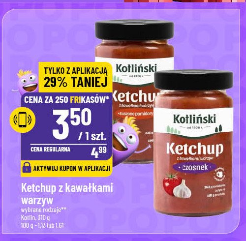 Ketchup z kawałkami warzyw suszone pomidory Kotliński specjał promocja