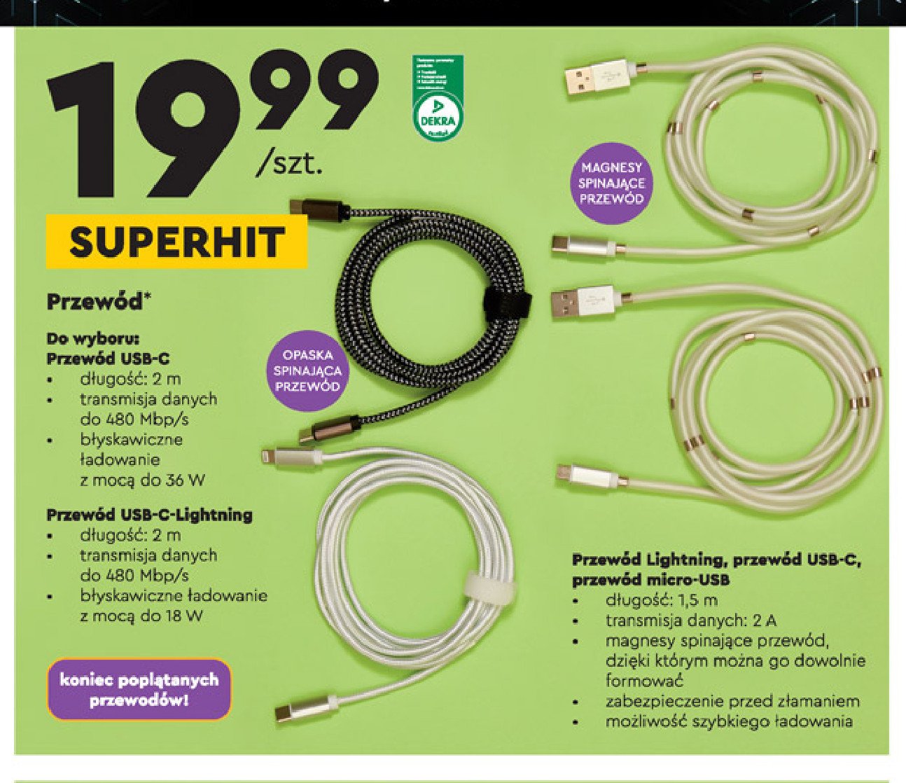 Kabel micro-usb 1.5 m Hykker promocja