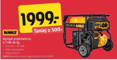 Agregat prądotwórczy 2,7 kW 46 kg DEWALT promocja w Jula