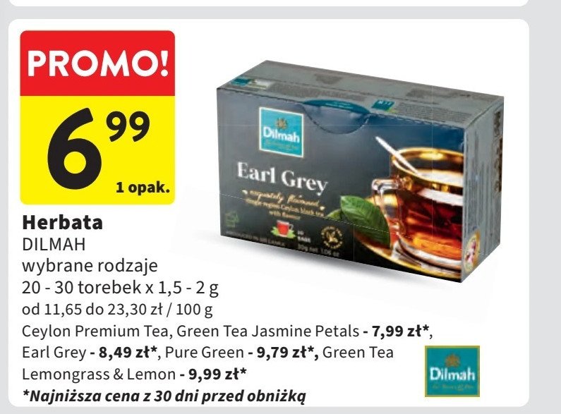 Herbata lemongrass & lemon Dilmah green tea promocja